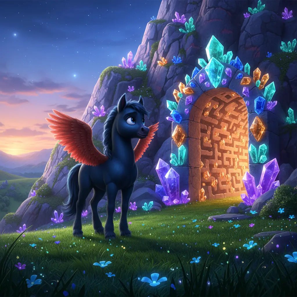 Ilustracja do bajki na dobranoc: „Alex i błyszczący labirynt”