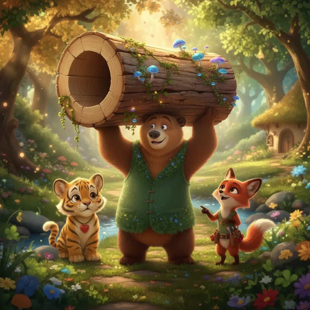 Ilustracja do bajki na dobranoc: „Rumo i rakieta w kosmos z drewna”